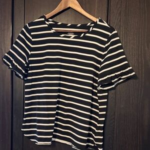 Van Heusen Black and White Striped Short Sleeve Tee